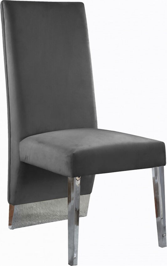 Meridian Furniture - Porsha Grey Velvet Dining Chair (Set of 2) - 756Grey-C veiw 1