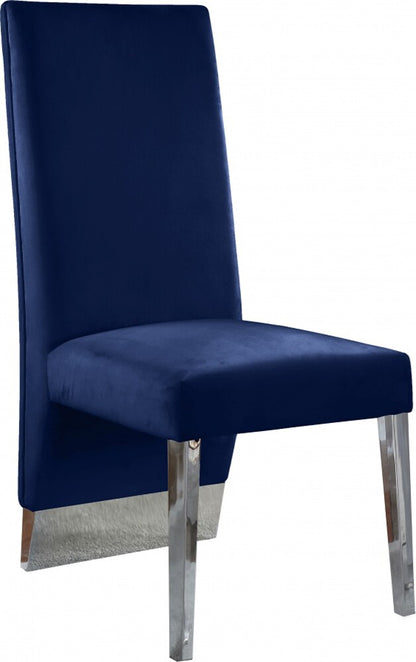 Meridian Furniture - Porsha Navy Velvet Dining Chair (Set of 2) - 756Navy-C veiw 1