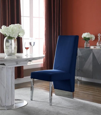 Meridian Furniture - Porsha Navy Velvet Dining Chair (Set of 2) - 756Navy-C veiw 2