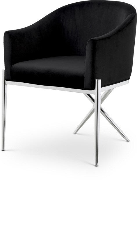 Meridian Furniture - Xavier Black Velvet Dining Chair - 762Black-C veiw 1