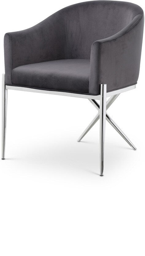 Meridian Furniture - Xavier Grey Velvet Dining Chair - 762Grey-C veiw 1