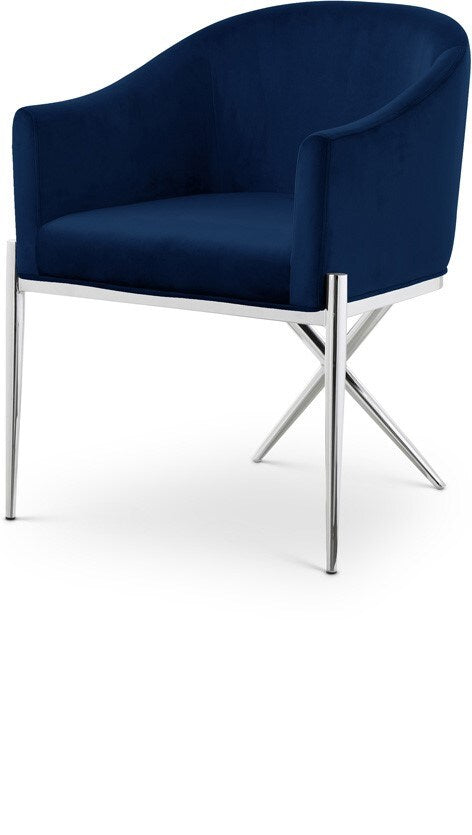 Meridian Furniture - Xavier Navy Velvet Dining Chair - 762Navy-C veiw 1