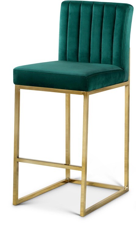 Meridian Furniture - Giselle Green Velvet Stool - 781Green-C veiw 1