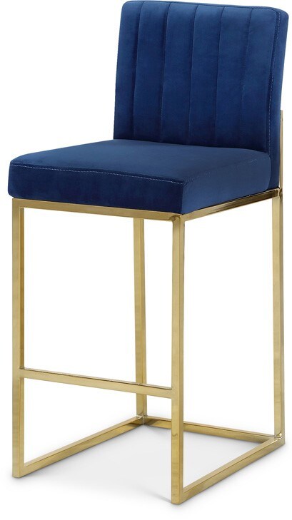 Meridian Furniture - Giselle Navy Velvet Stool - 781Navy-C veiw 1