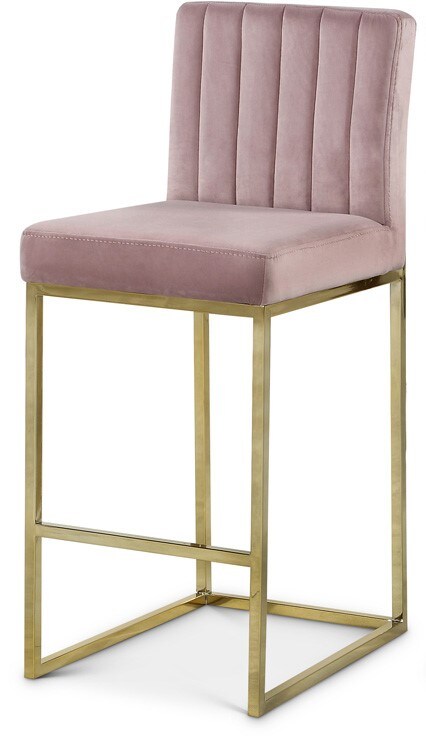 Meridian Furniture - Giselle Pink Velvet Stool - 781Pink-C veiw 1