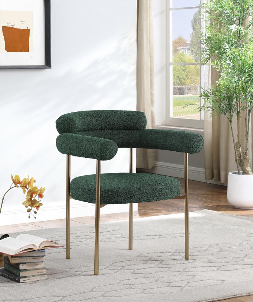 Meridian Furniture - Blake Green Boucle Fabric Dining Chair (Set of 2) - 871Green-C veiw 3