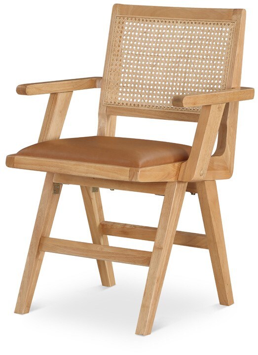 Meridian Furniture - Abby Cognac Vegan Leather Dining Arm Chair (Set of 2) - 896Cognac-AC veiw 1