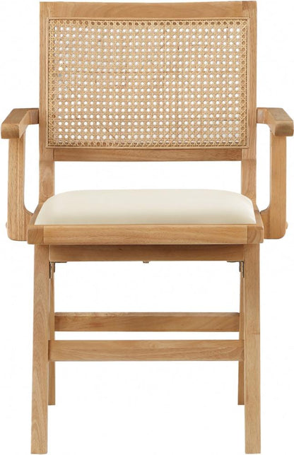 Meridian Furniture - Abby Cream Vegan Leather Dining Arm Chair (Set of 2) - 896Cream-AC veiw 3