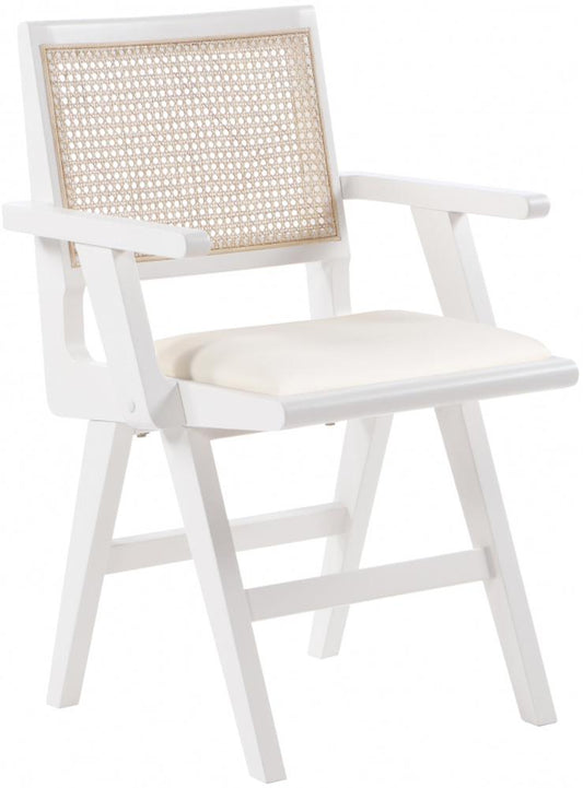 Meridian Furniture - Abby Cream Vegan Leather Dining Arm Chair (Set of 2) - 897White-AC veiw 1