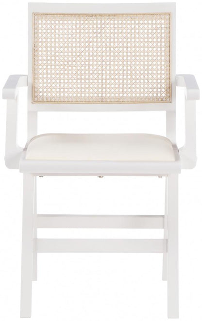 Meridian Furniture - Abby Cream Vegan Leather Dining Arm Chair (Set of 2) - 897White-AC veiw 3