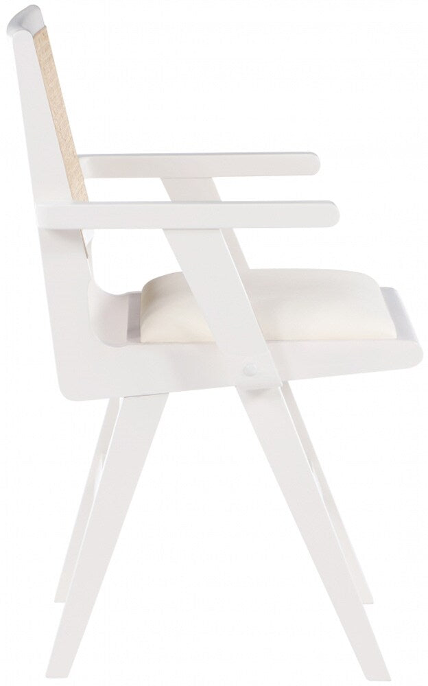 Meridian Furniture - Abby Cream Vegan Leather Dining Arm Chair (Set of 2) - 897White-AC veiw 4