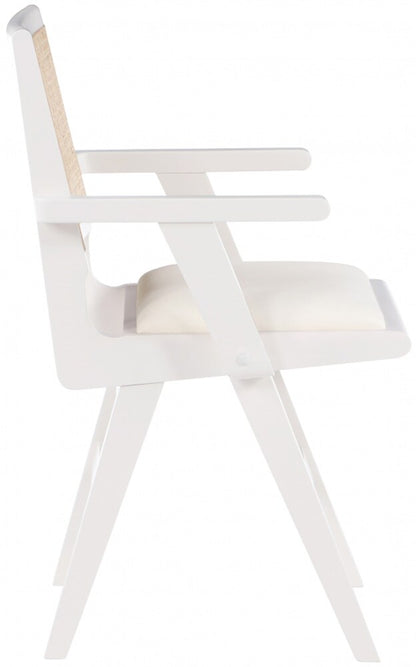 Meridian Furniture - Abby Cream Vegan Leather Dining Arm Chair (Set of 2) - 897White-AC veiw 4