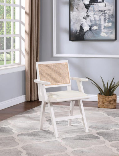 Meridian Furniture - Abby Cream Vegan Leather Dining Arm Chair (Set of 2) - 897White-AC veiw 6