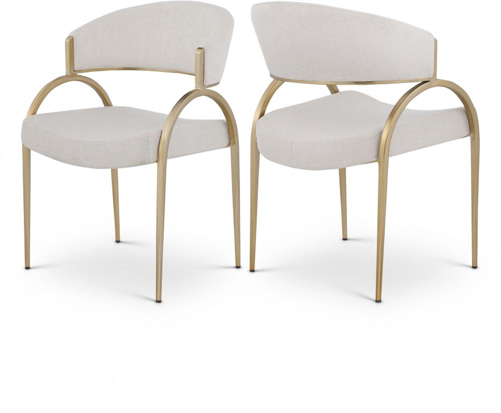 Meridian Furniture - Privet Beige Linen Textured Fabric Dining Chair (Set of 2) - 930Beige-C veiw 5