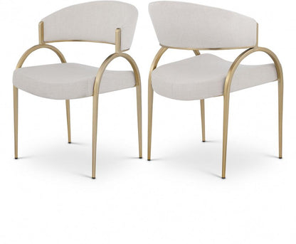 Meridian Furniture - Privet Beige Linen Textured Fabric Dining Chair (Set of 2) - 930Beige-C veiw 5