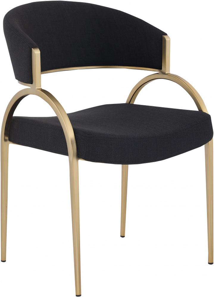 Meridian Furniture - Privet Black Linen Textured Fabric Dining Chair (Set of 2) - 930Black-C veiw 1