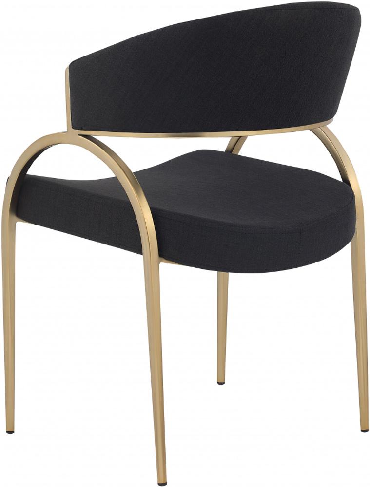Meridian Furniture - Privet Black Linen Textured Fabric Dining Chair (Set of 2) - 930Black-C veiw 2