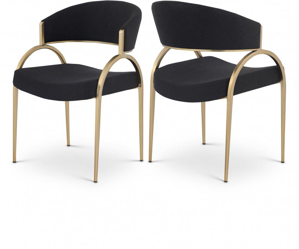 Meridian Furniture - Privet Black Linen Textured Fabric Dining Chair (Set of 2) - 930Black-C veiw 4