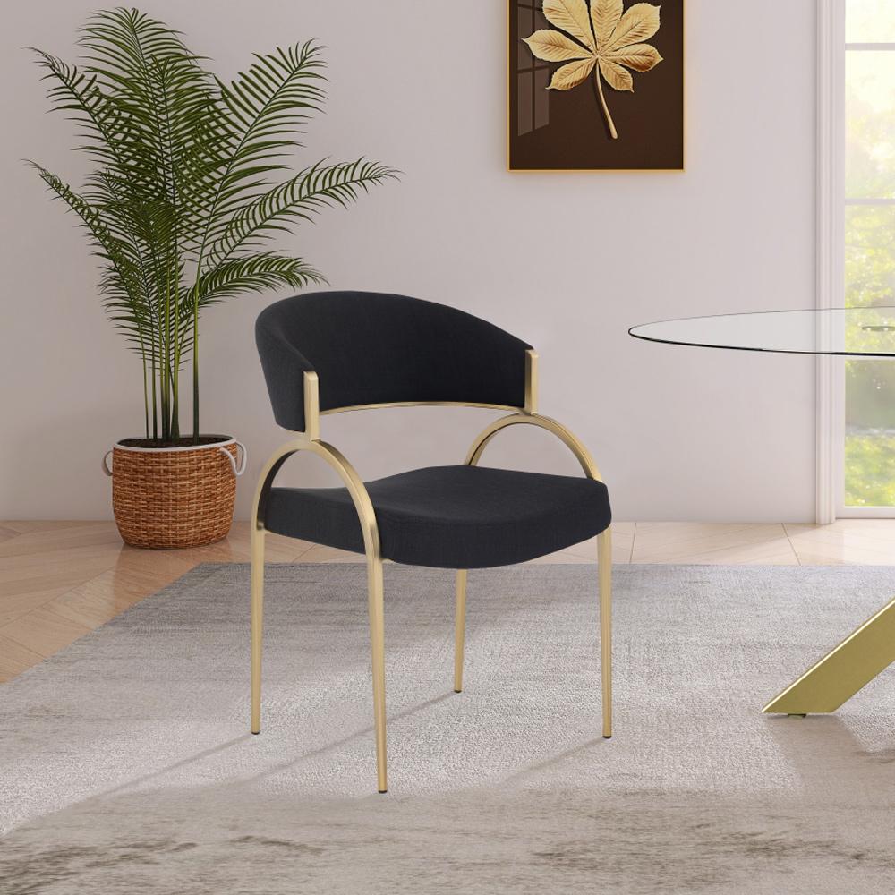 Meridian Furniture - Privet Black Linen Textured Fabric Dining Chair (Set of 2) - 930Black-C veiw 5