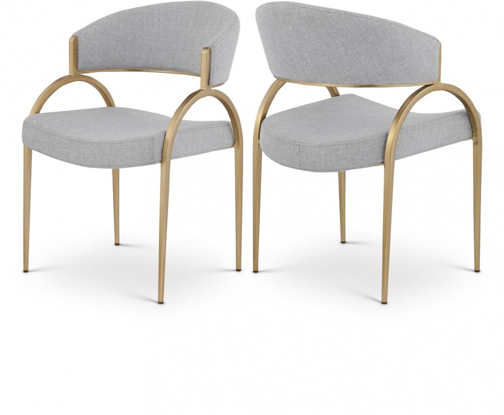 Meridian Furniture - Privet Grey Linen Textured Fabric Dining Chair (Set of 2) - 930Grey-C veiw 3