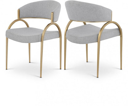 Meridian Furniture - Privet Grey Linen Textured Fabric Dining Chair (Set of 2) - 930Grey-C veiw 3