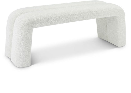 Meridian Furniture - Arc Cream Boucle Fabric Bench - 116Cream veiw 1
