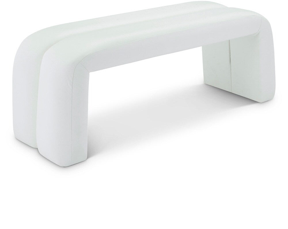 Meridian Furniture - Arc White Vegan Leather Bench - 116White veiw 1