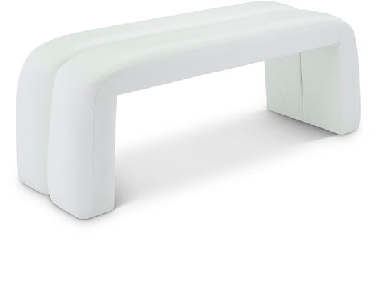 Meridian Furniture - Arc White Vegan Leather Bench - 116White veiw 1