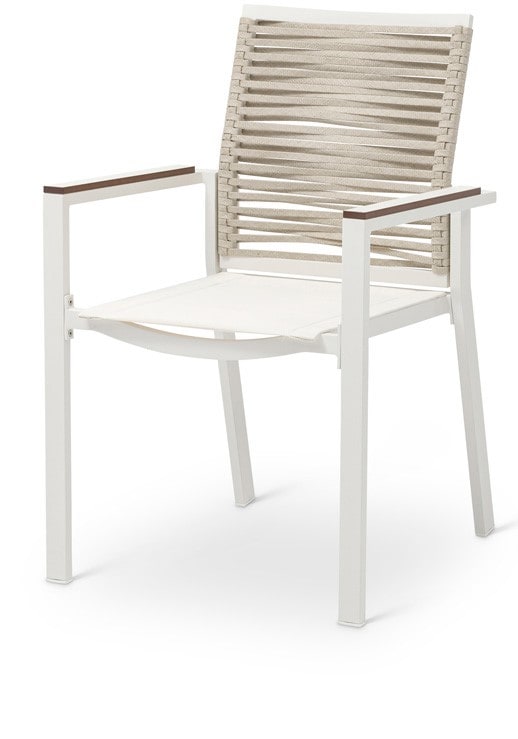 Meridian Furniture - Maldives Beige Rope Fabric Outdoor Patio Dining Arm Chair (Set of 2) - 343Beige-AC veiw 1