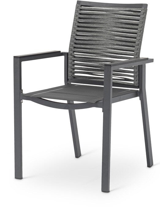 Meridian Furniture - Maldives Grey Rope Fabric Outdoor Patio Dining Arm Chair (Set of 2) - 343Grey-AC veiw 1