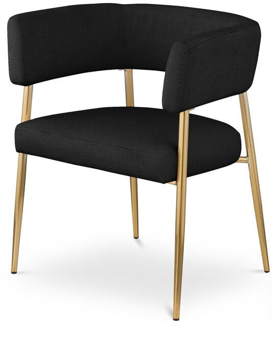 Meridian Furniture - Creston Black Durable Linen Textured Fabric Dining Chair - 534Black-C veiw 1