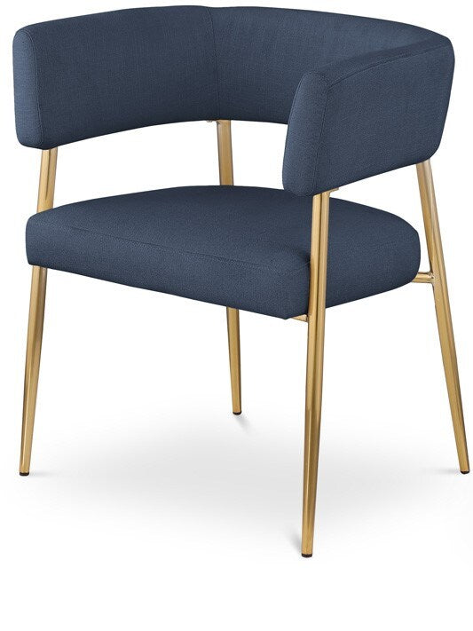 Meridian Furniture - Creston Deep Navy Durable Linen Textured Fabric Dining Chair - 534Navy-C veiw 1