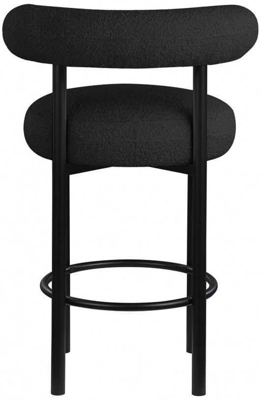 Meridian Furniture - Bordeaux Black Boucle Fabric Stool (Set of 2) - 551Black-C veiw 2