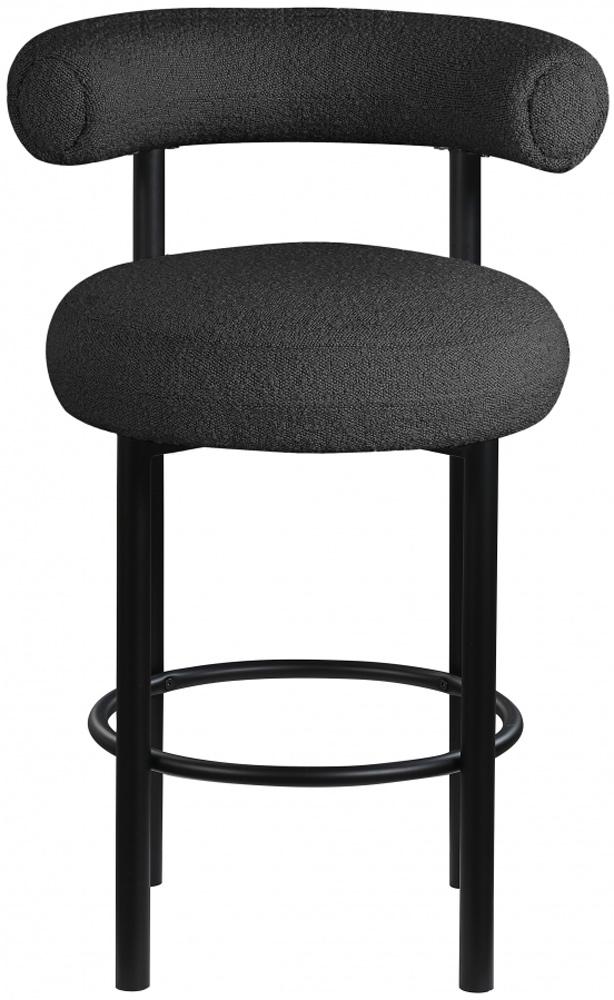 Meridian Furniture - Bordeaux Black Boucle Fabric Stool (Set of 2) - 551Black-C veiw 3