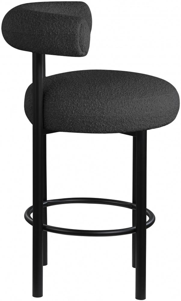 Meridian Furniture - Bordeaux Black Boucle Fabric Stool (Set of 2) - 551Black-C veiw 4
