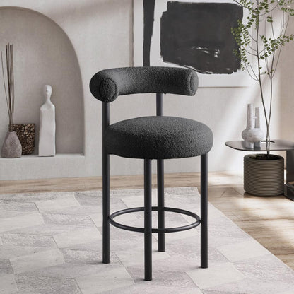 Meridian Furniture - Bordeaux Black Boucle Fabric Stool (Set of 2) - 551Black-C veiw 7