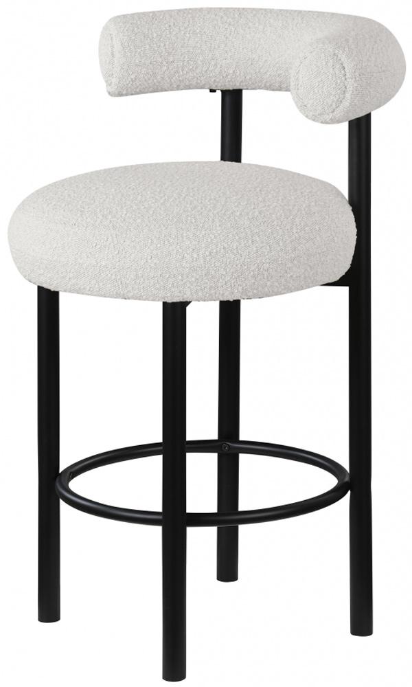 Meridian Furniture - Bordeaux Cream Boucle Fabric Stool (Set of 2) - 551Cream-C veiw 1