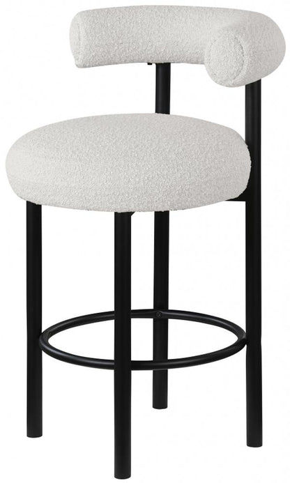 Meridian Furniture - Bordeaux Cream Boucle Fabric Stool (Set of 2) - 551Cream-C veiw 1