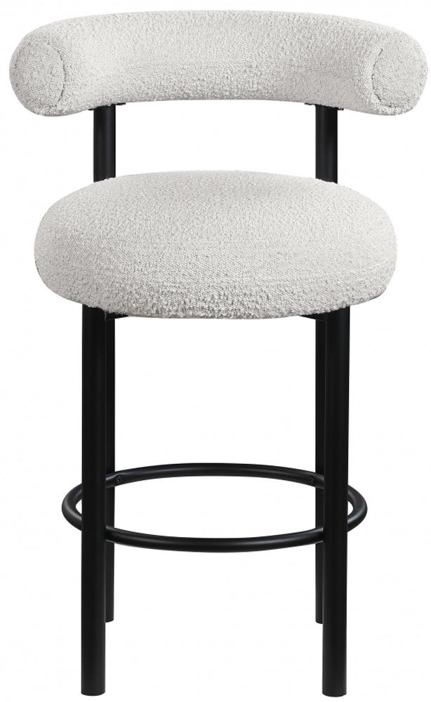 Meridian Furniture - Bordeaux Cream Boucle Fabric Stool (Set of 2) - 551Cream-C veiw 3