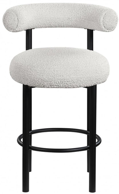 Meridian Furniture - Bordeaux Cream Boucle Fabric Stool (Set of 2) - 551Cream-C veiw 3