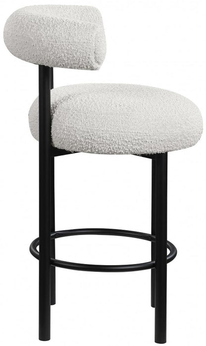 Meridian Furniture - Bordeaux Cream Boucle Fabric Stool (Set of 2) - 551Cream-C veiw 4