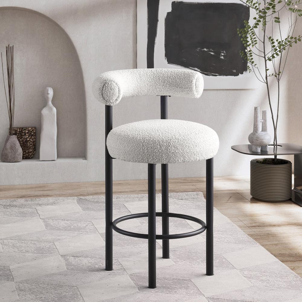 Meridian Furniture - Bordeaux Cream Boucle Fabric Stool (Set of 2) - 551Cream-C veiw 6