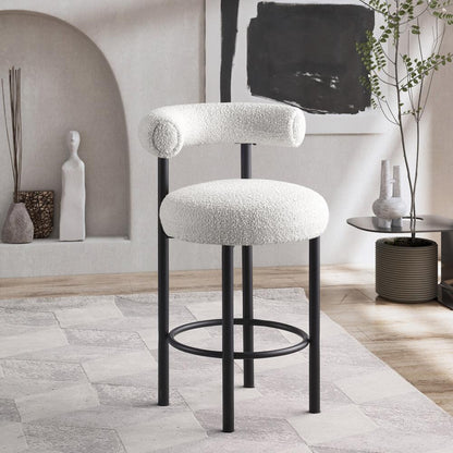 Meridian Furniture - Bordeaux Cream Boucle Fabric Stool (Set of 2) - 551Cream-C veiw 6
