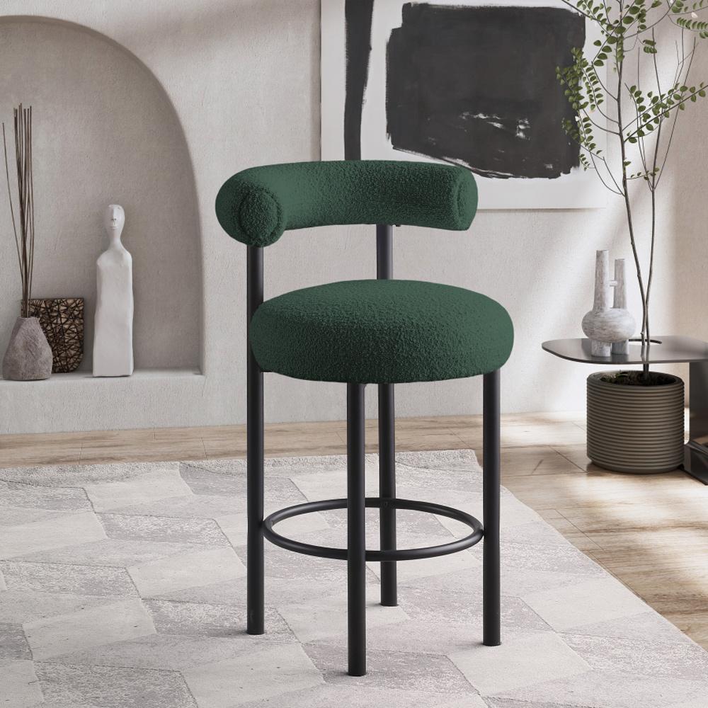 Meridian Furniture - Bordeaux Green Boucle Fabric Stool (Set of 2) - 551Green-C veiw 6