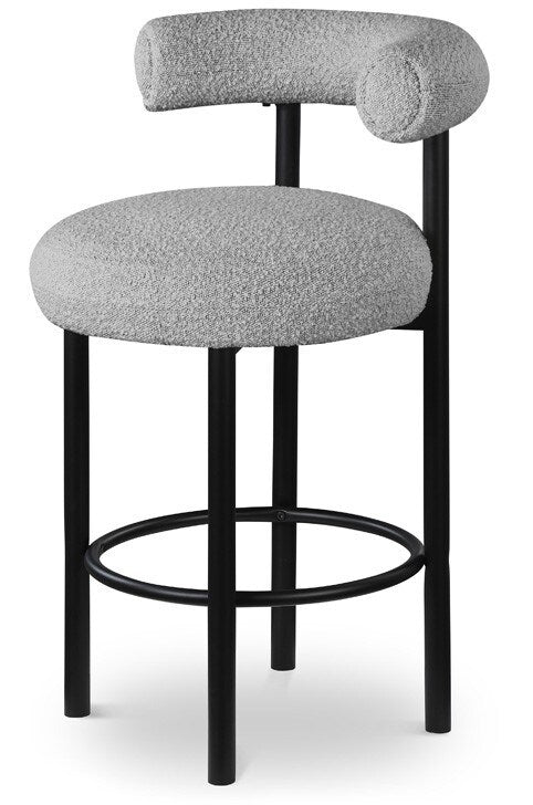 Meridian Furniture - Bordeaux Grey Boucle Fabric Stool (Set of 2) - 551Grey-C veiw 1