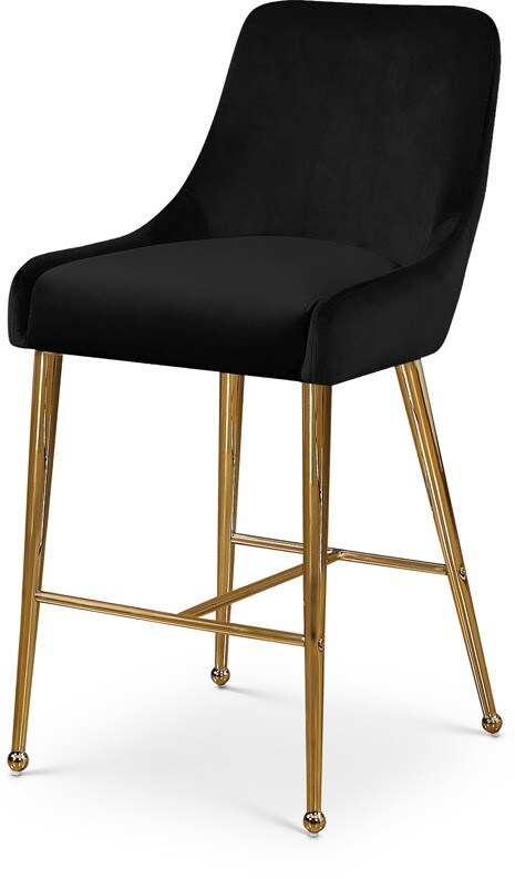 Meridian Furniture - Owen Black Velvet Stool (Set of 2) - 745Black veiw 1