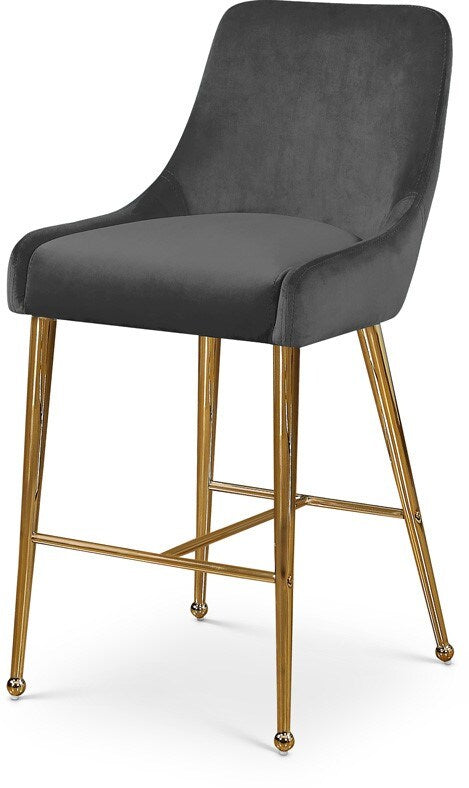 Meridian Furniture - Owen Grey Velvet Stool (Set of 2) - 745Grey veiw 1