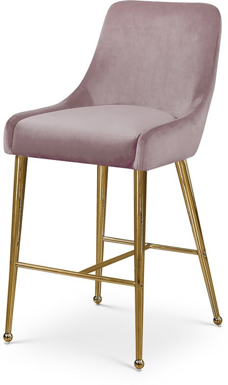 Meridian Furniture - Owen Pink Velvet Stool (Set of 2) - 745Pink veiw 1