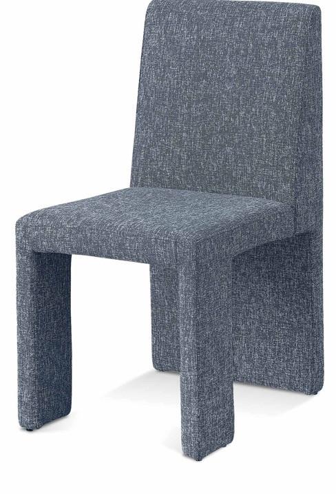Meridian Furniture - Benson Blue Linen Textured Fabric Dining Chair (Set of 2) - 751Blue-C veiw 1
