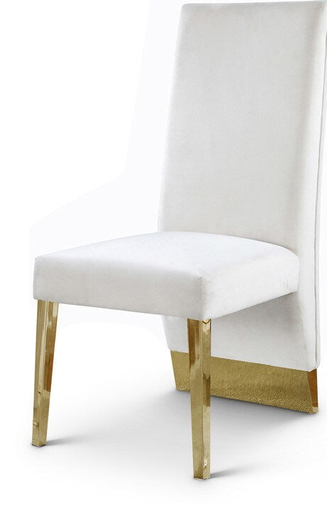 Meridian Furniture - Porsha Cream Velvet Dining Chair (Set of 2) - 755Cream-C veiw 1